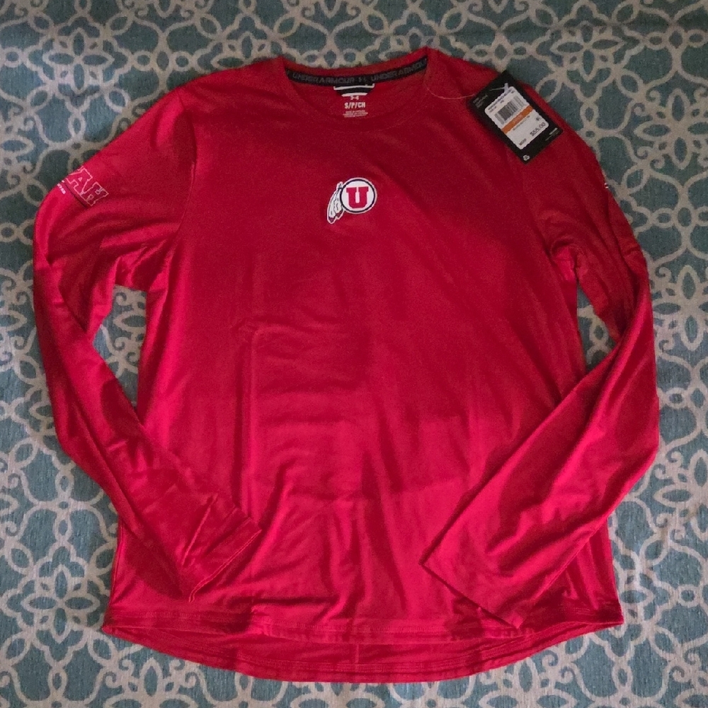 Under Armour Red Long Sleeve Athletic Tee